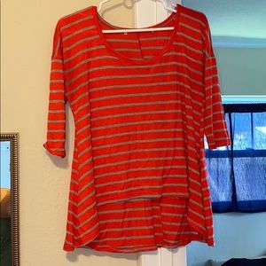 Orange and grey mid sleeve top